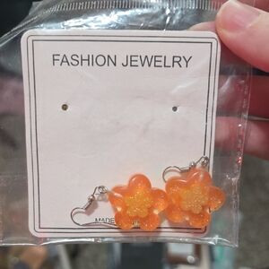 Orange Flower Earrings